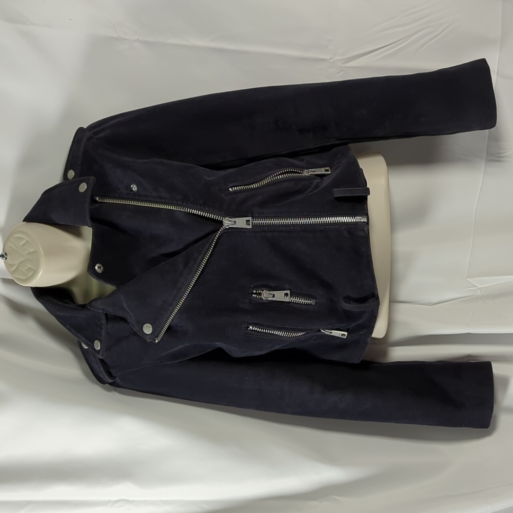 Levi's black Suede cropped Moto jacket size XS - Picture 11 of 11